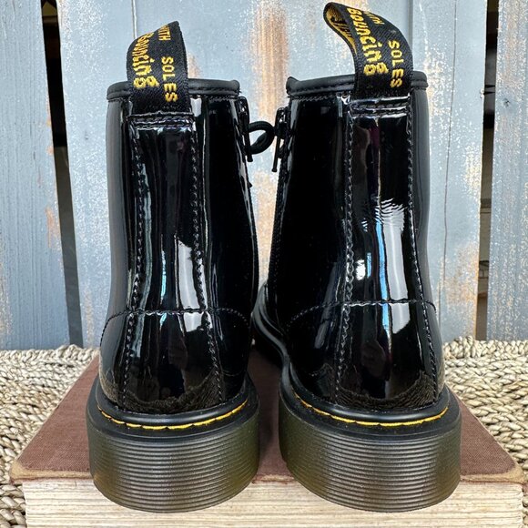 Dr. Martens 1460 J Patent Lamper Lace Up Boot Black Sz L5, M4 NWOB - Picture 6 of 15